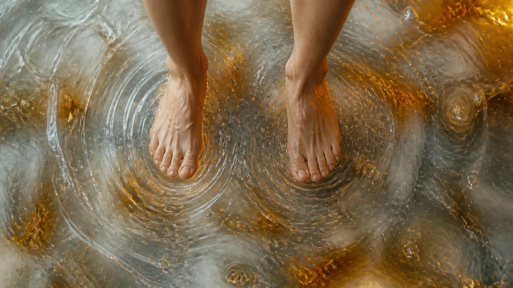 Feet sunk into the floor, resistance rippling outward around them